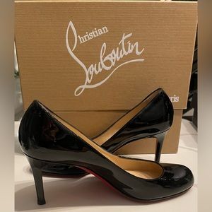 Christian Louboutin Black Simple 70 Patent Pumps 37 US 6.5